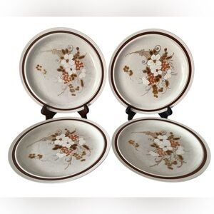 Vtg 1970s Japanese Stoneware Set of 4 dinner plates